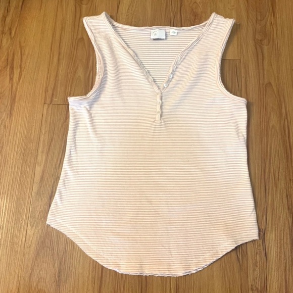 Anthropologie Postmark Striped Henley Tank Top - Picture 4 of 11